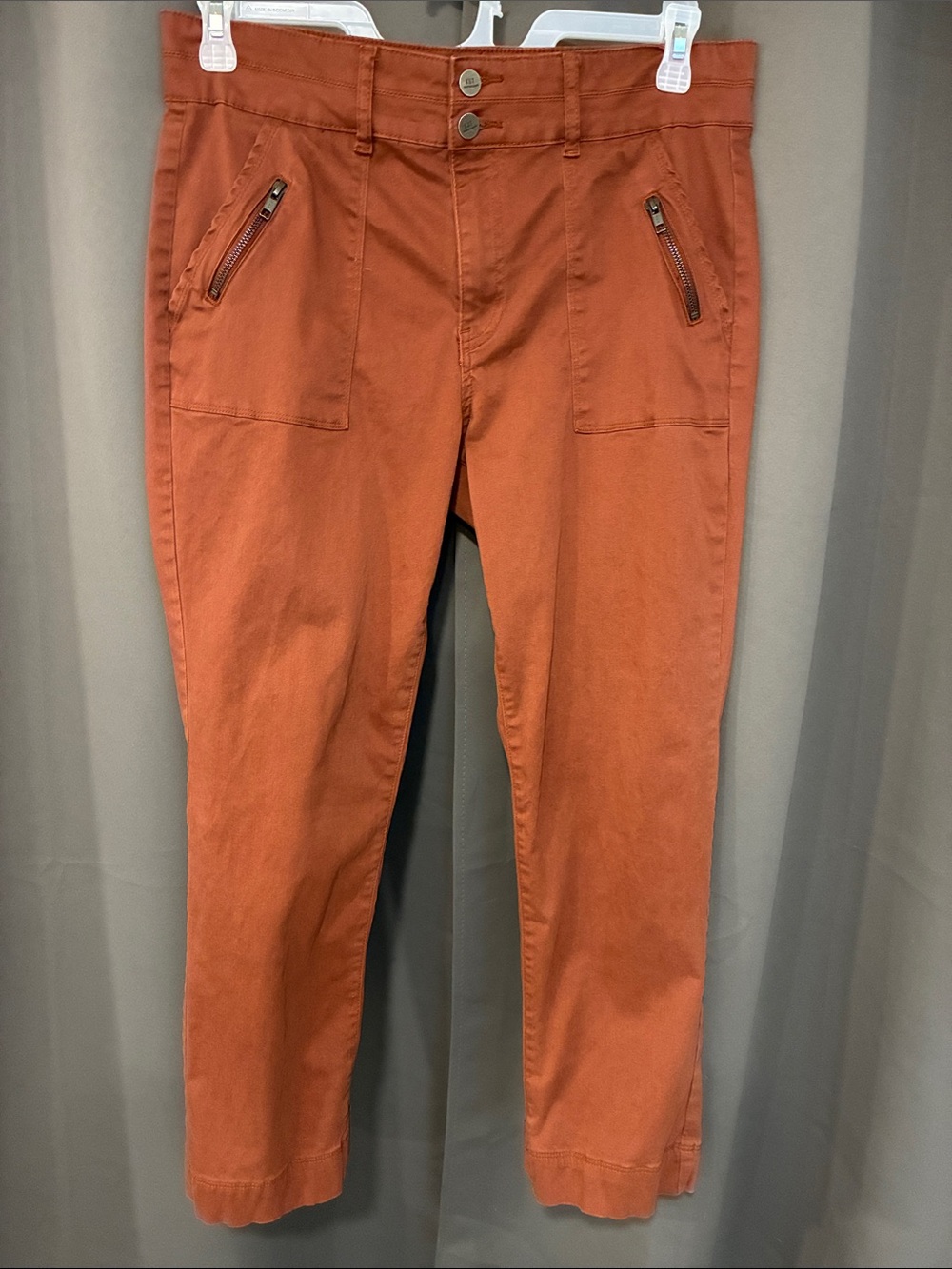Rust High Rise Ankle Straight Leg Zip-Pocket Pants